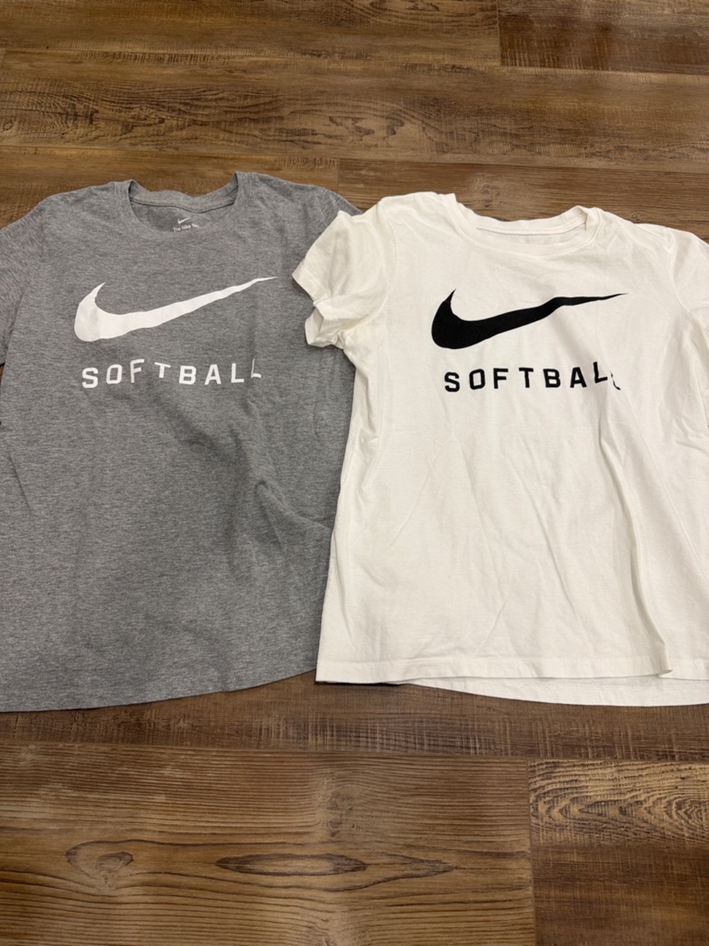 Nike Softball Graphic Tees - Gray & White gray medium white small women’s